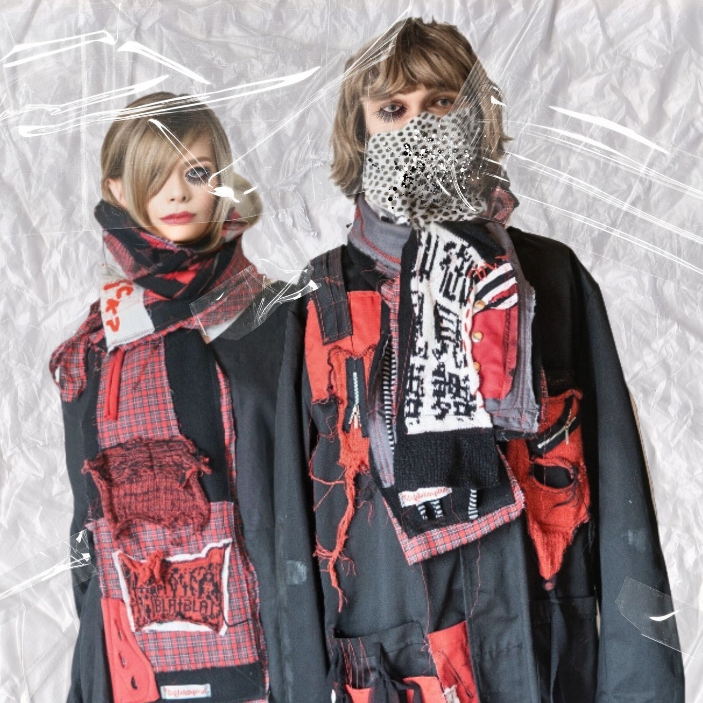 Blabla Red Check Punk Schal-Kollektion, handgefertigt in Tokio: Bitte wählen Sie ein Design! 【152cm】