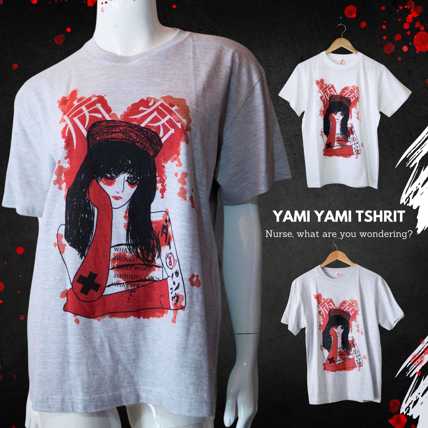 Die Krankenschwester KRANK!KRANK! Printet T-Shirt Japanische Yamikawaii Medical Punk Fashion