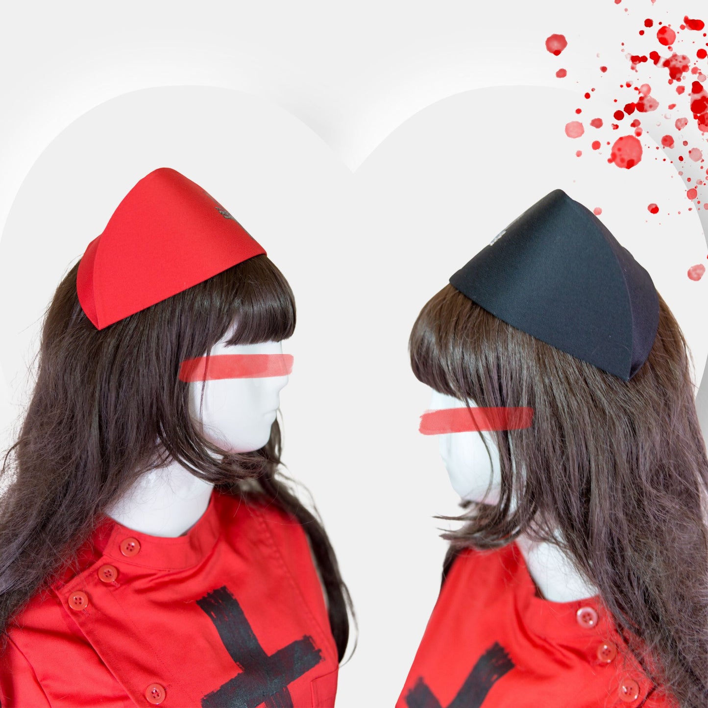 NEW! Red Gothic Nurse Dress Black Cross Punk Paint!