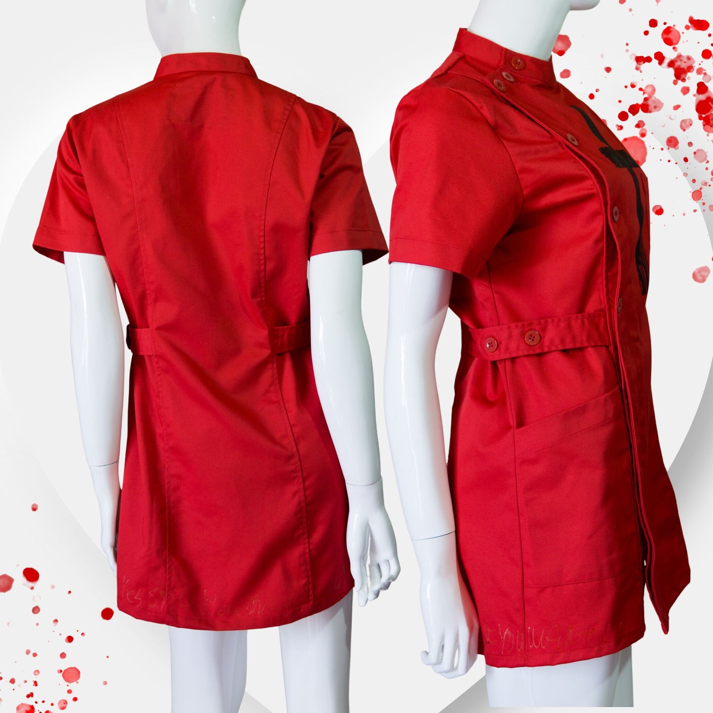NEW! Red Gothic Nurse Dress Black Cross Punk Paint!