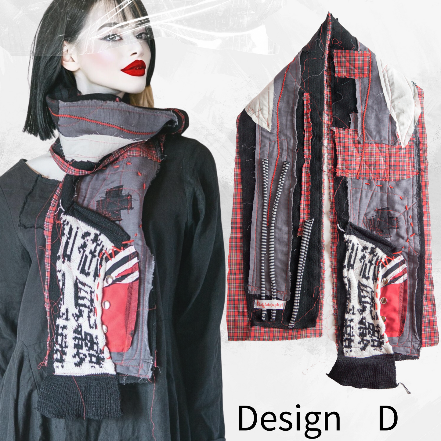 Blabla Red Check Punk Schal-Kollektion, handgefertigt in Tokio: Bitte wählen Sie ein Design! 【152cm】