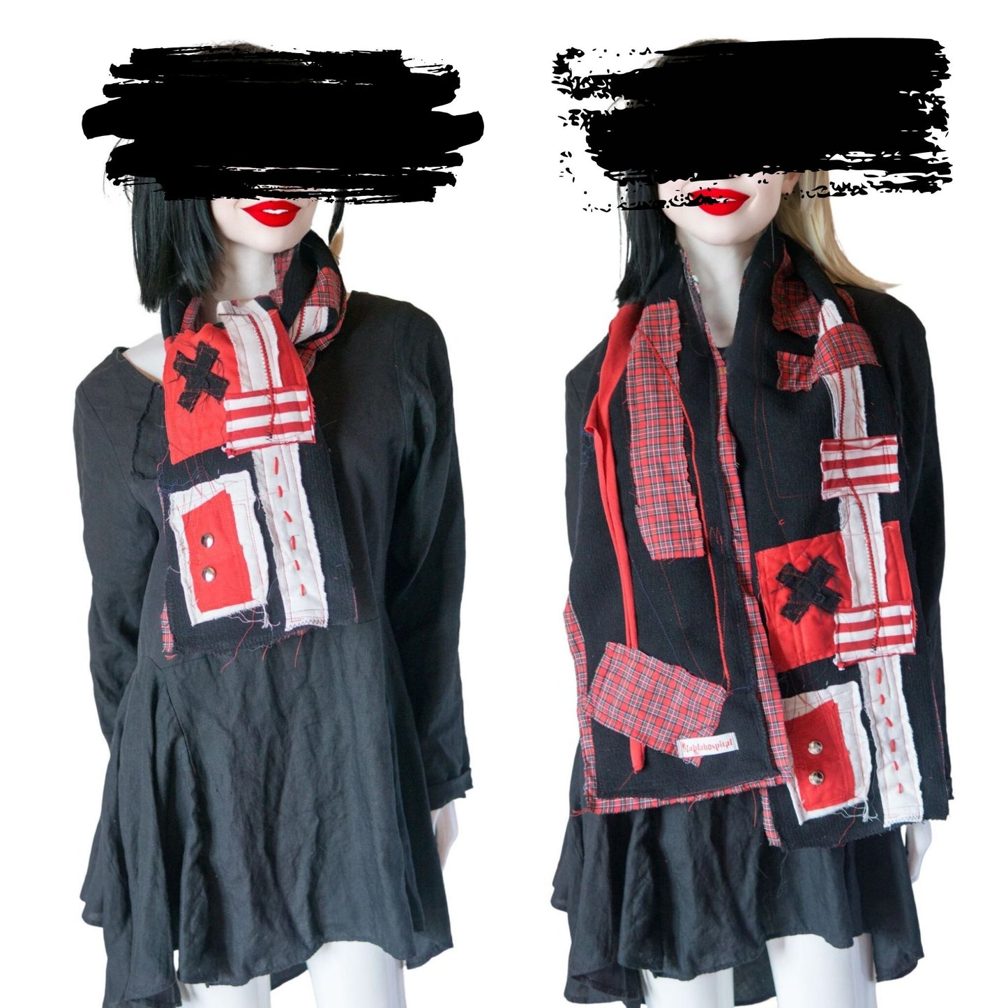 Blabla Red Check Punk Schal-Kollektion, handgefertigt in Tokio: Bitte wählen Sie ein Design! 【152cm】