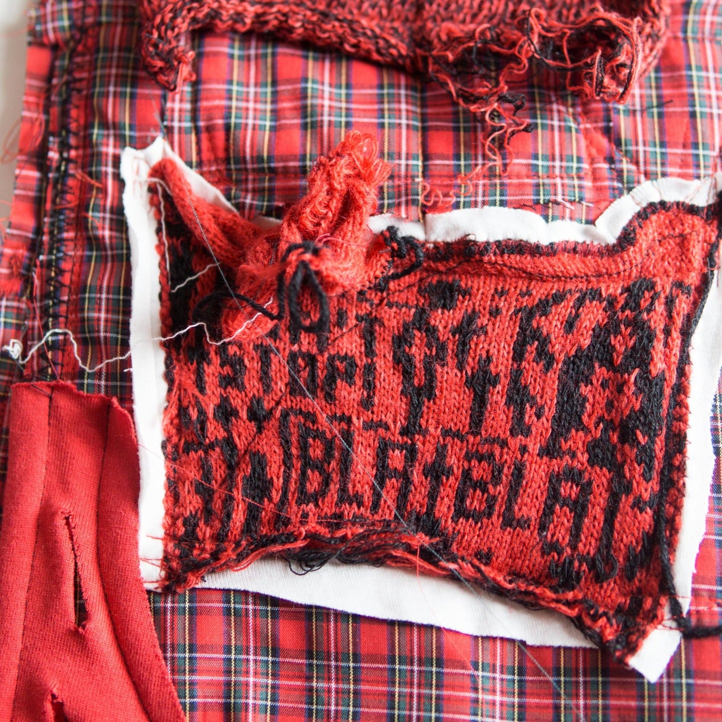 Blabla Red Check Punk Schal-Kollektion, handgefertigt in Tokio: Bitte wählen Sie ein Design! 【152cm】