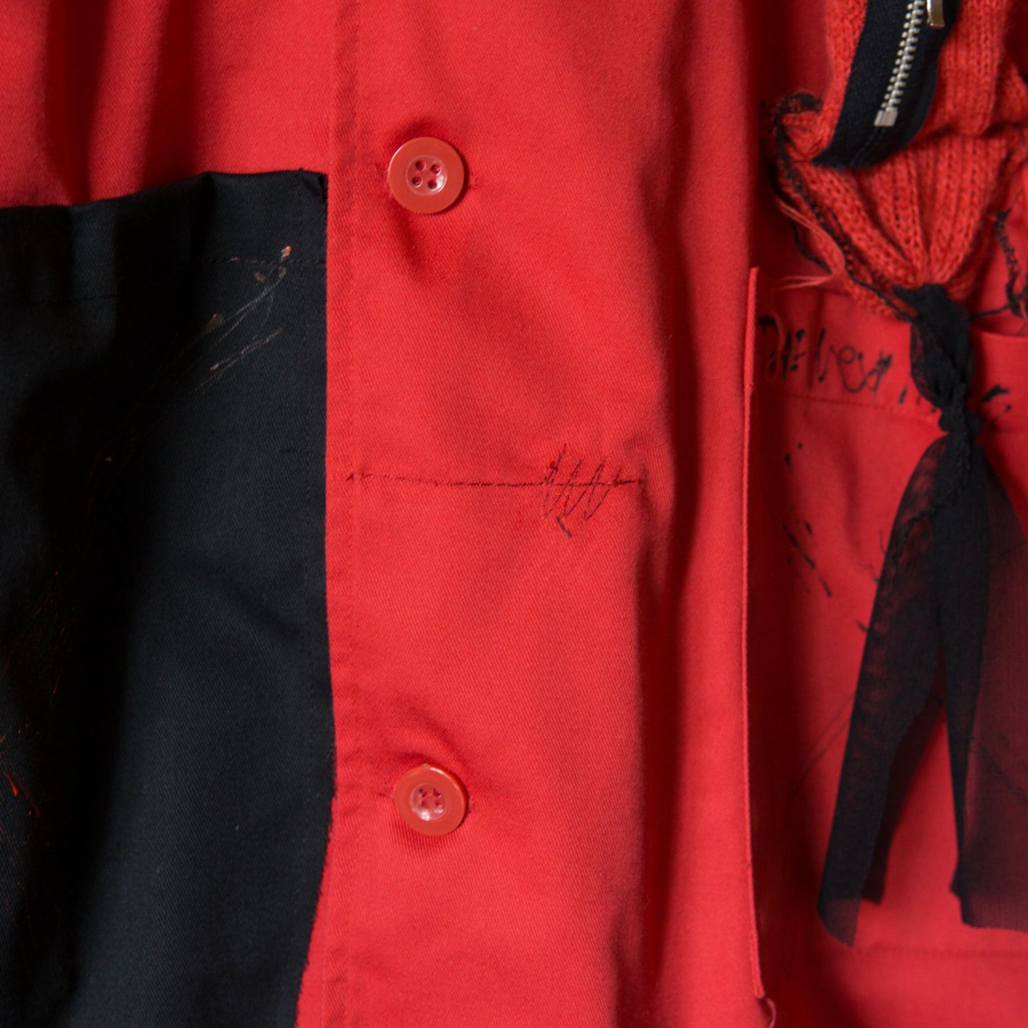 Tokyo Punk Arztjacke Schwarz Oversize Rot