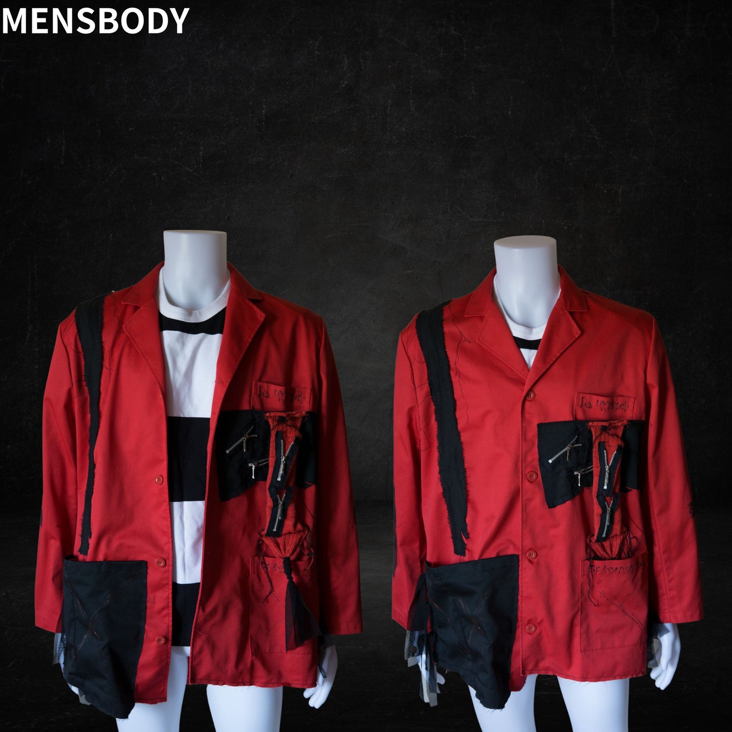 Tokyo Punk Arztjacke Schwarz Oversize Rot