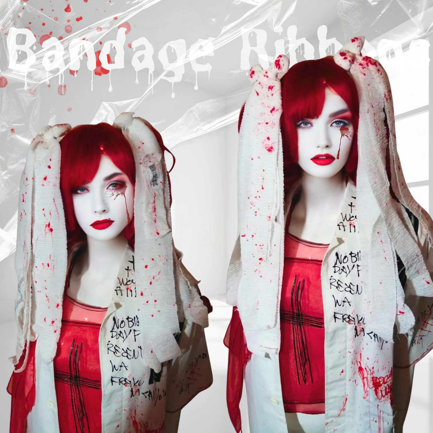 【50 cm ish】Bandage Band Haargummis Yamikawa J Fashion Sweet Sickness Style Set bestehend aus zwei Bloody Long! Haha