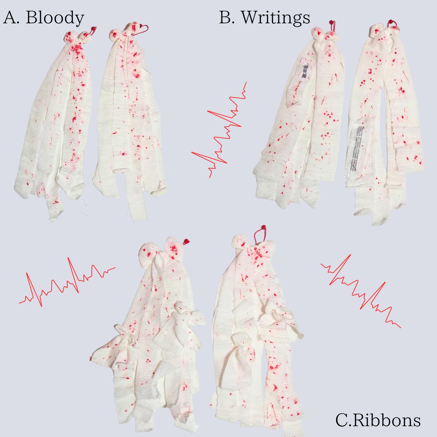 【50 cm ish】Bandage Band Haargummis Yamikawa J Fashion Sweet Sickness Style Set bestehend aus zwei Bloody Long! Haha