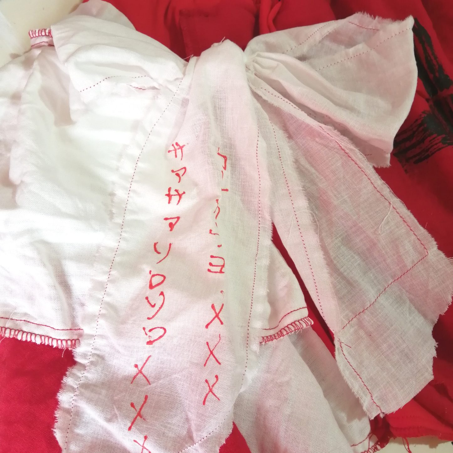 病みかわパンク♥十字ペイントxガーゼ ハンドメイド ミニスカート