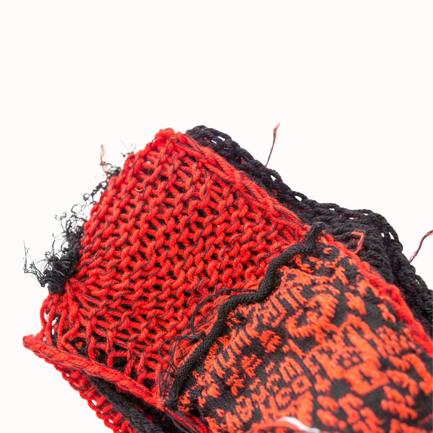 Tokyo Punk Knit Handmade Black and Red Punk Scarf  【275cm】