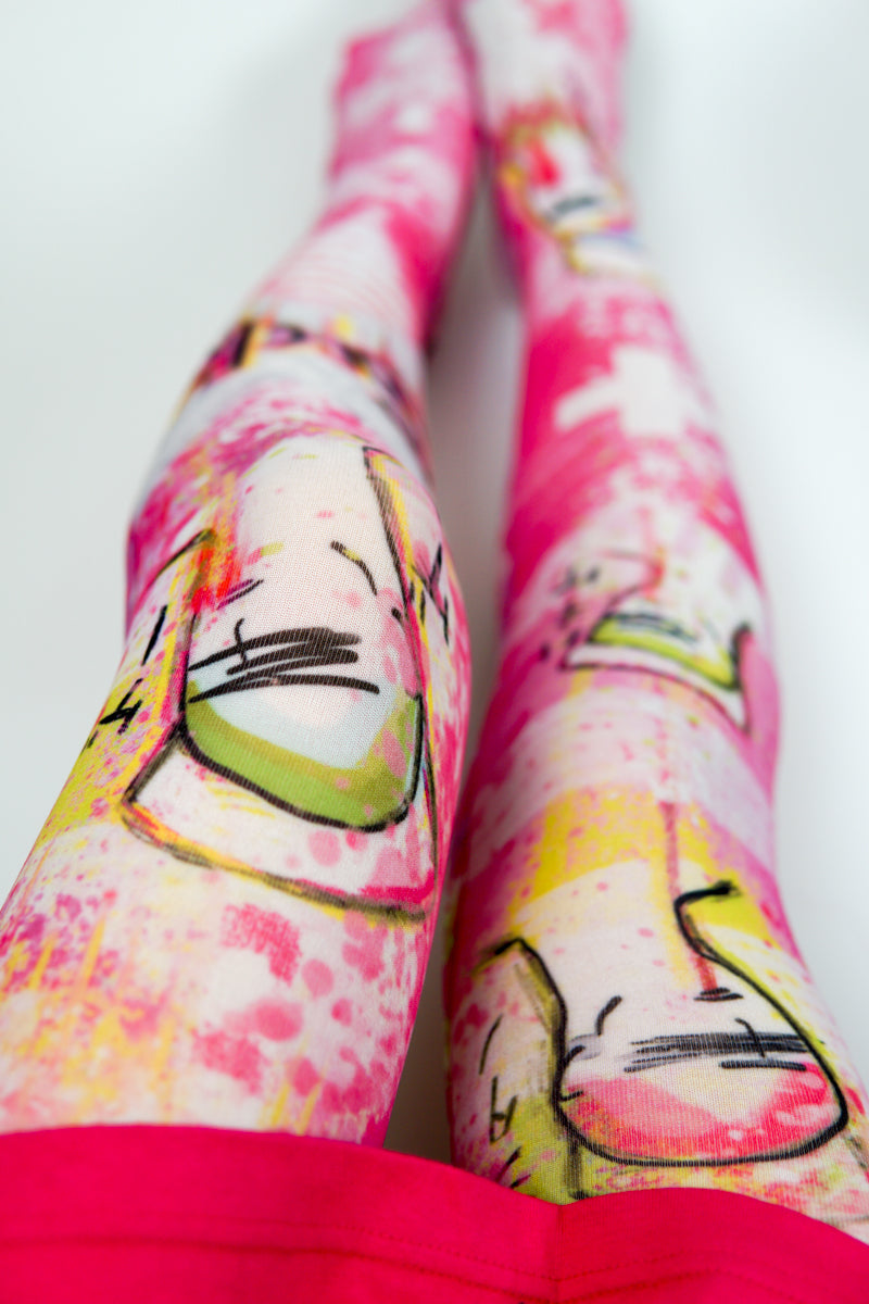 Harajuku Fashion Pink Tights ”I feel sick in his dream " 80 denier