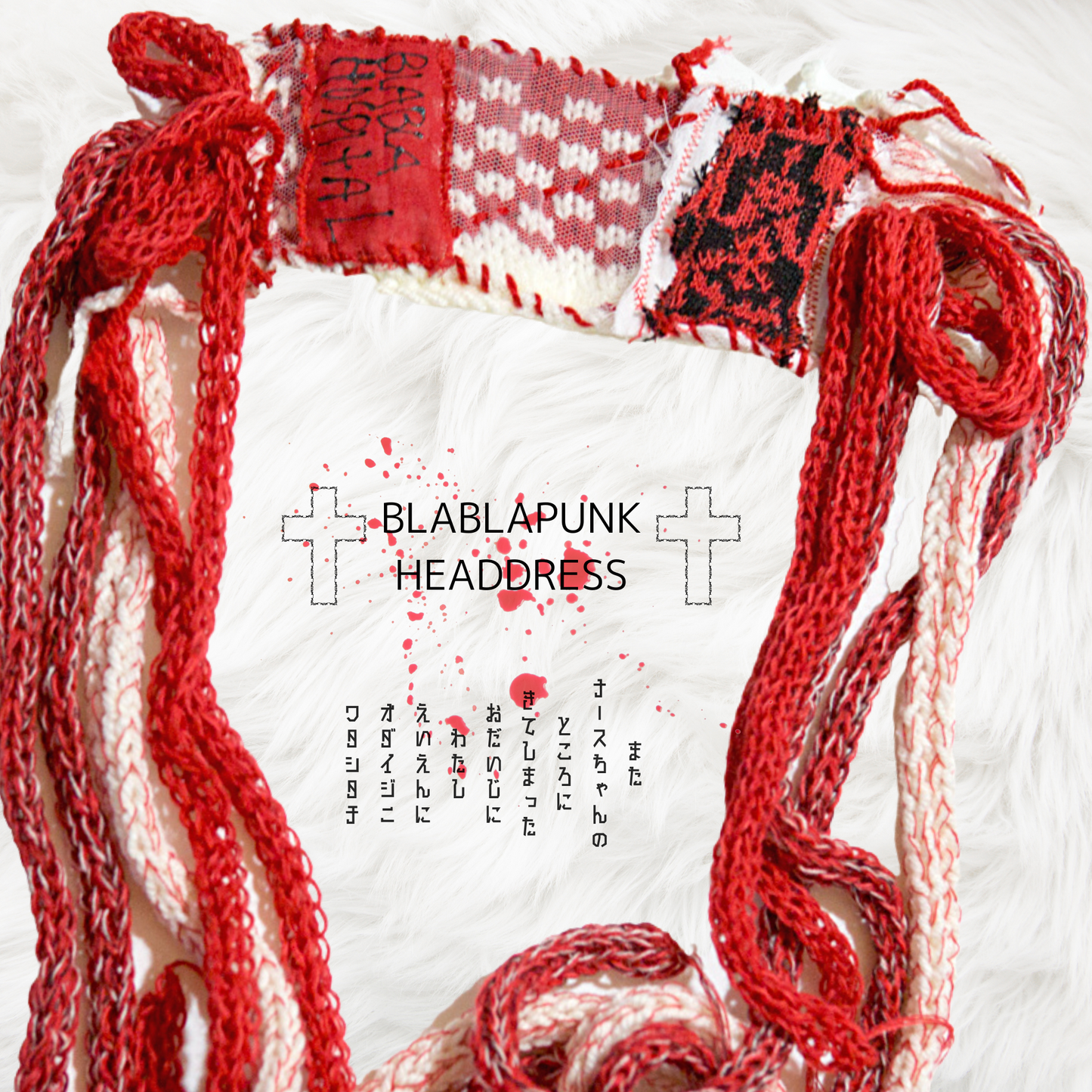 Die Krankenschwester rot und weiß Punk stricken Lolita Mode Kopfschmuck handgefertigt