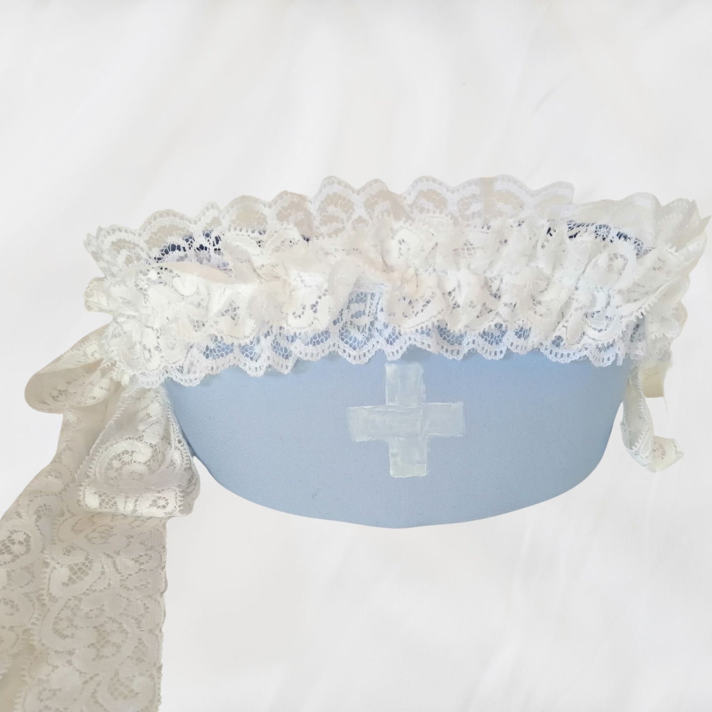 Lolita Blue Nurse Cap White Cross Paint Design