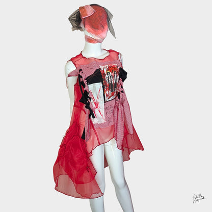 Red Air – No.04 | Sheer Red Organza Gingham  – Layering Piece