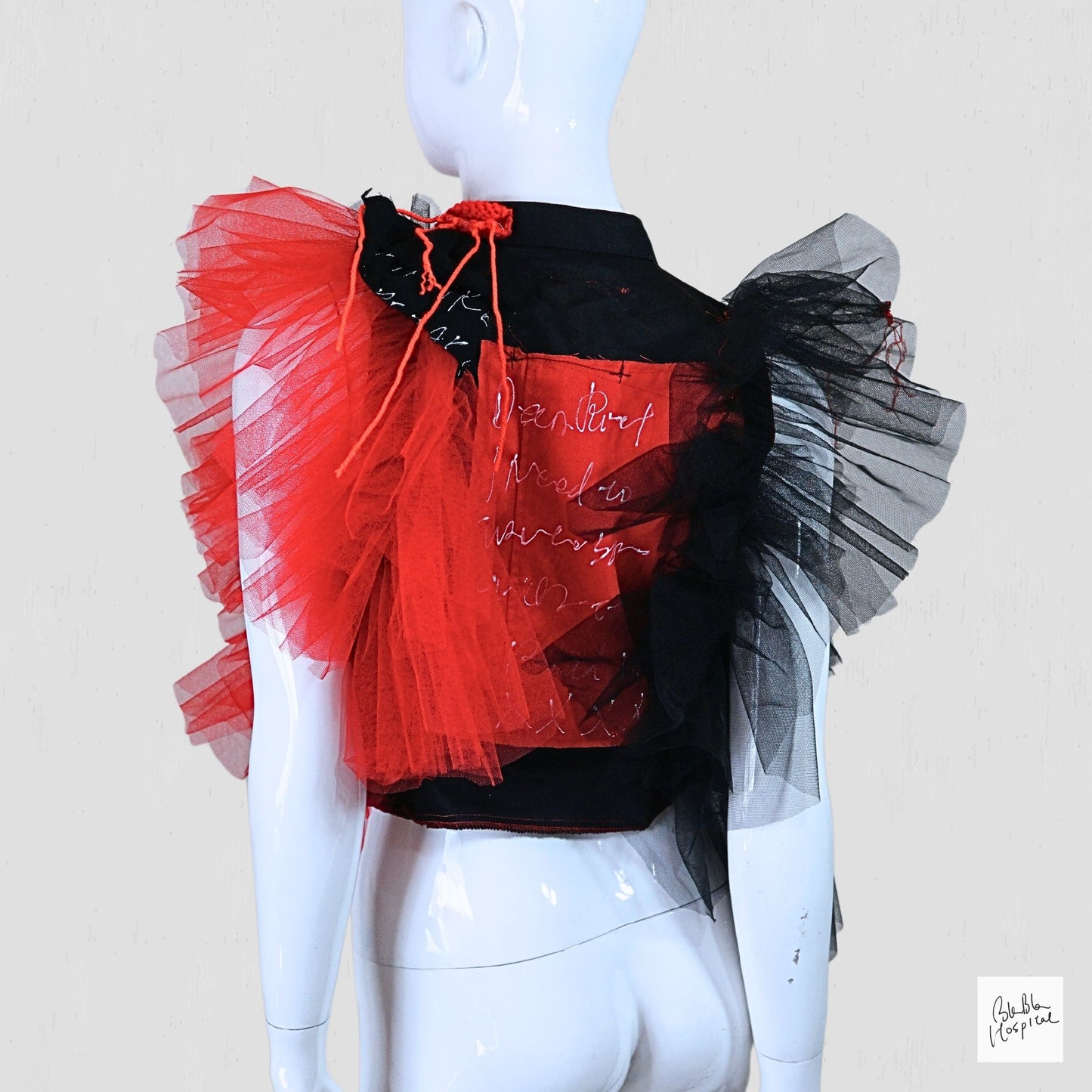 Black Sleeveless Top – Instinctive Red and Black Tulle Ruffle