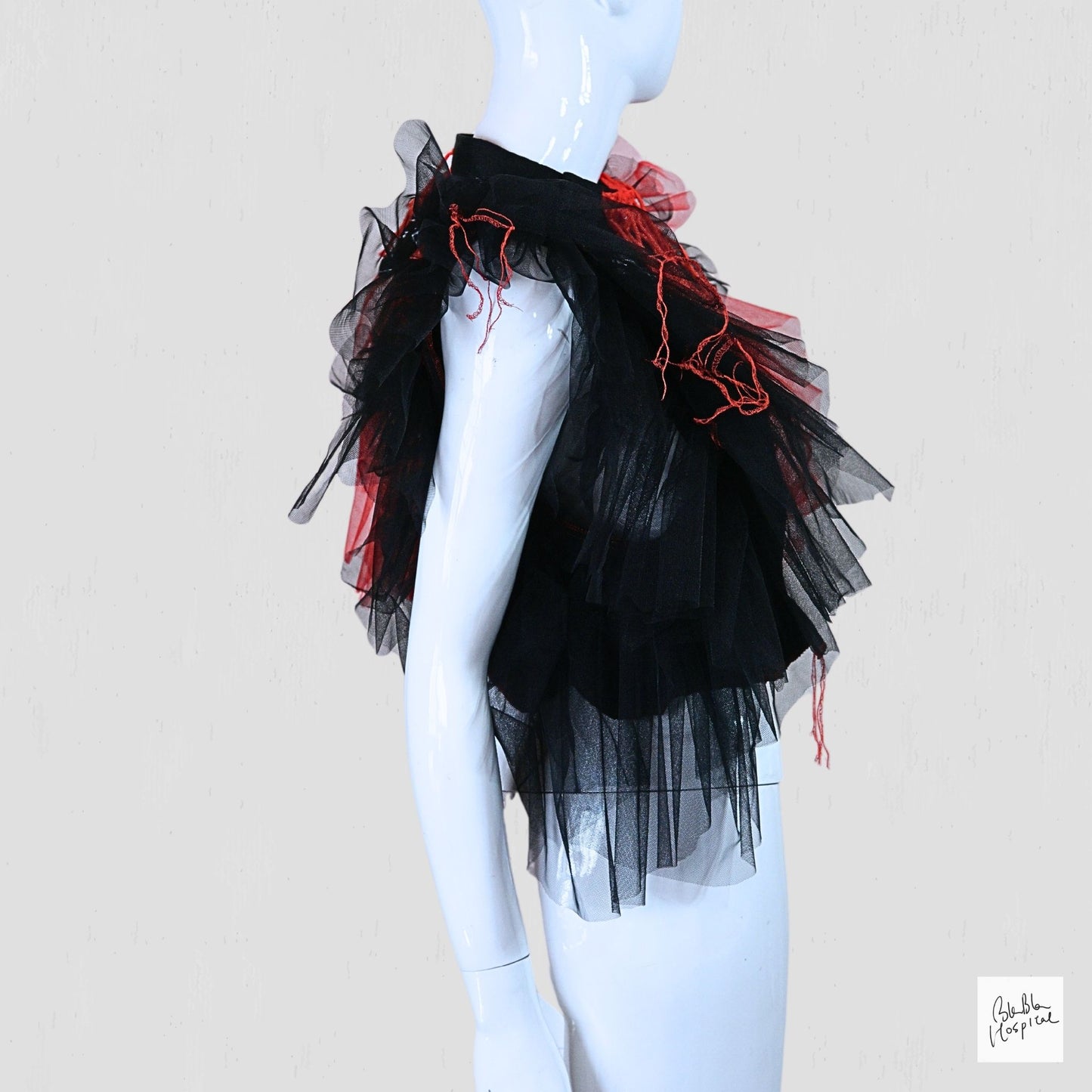 Black Sleeveless Top – Instinctive Red and Black Tulle Ruffle