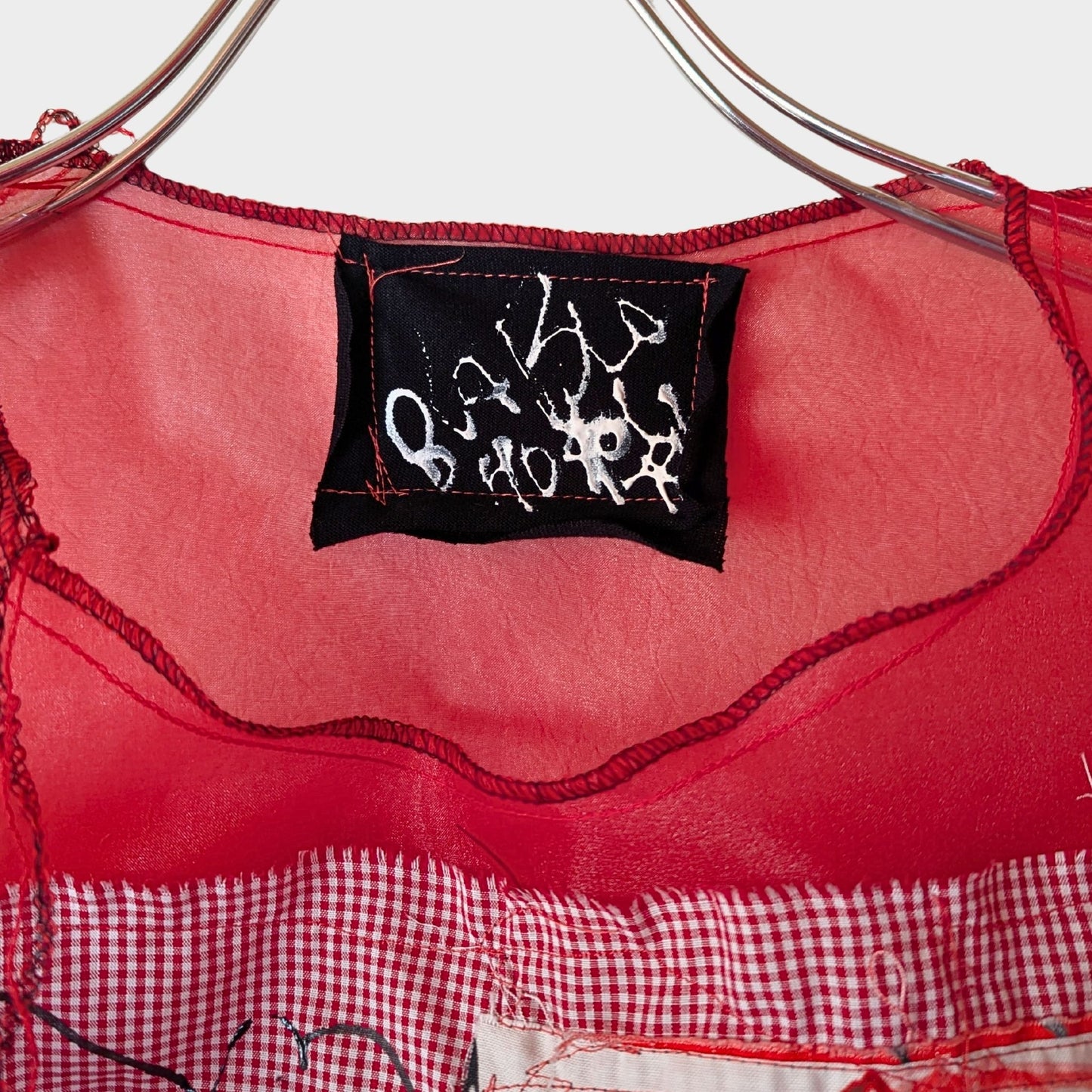 Red Air – No.04 | Sheer Red Organza Gingham  – Layering Piece