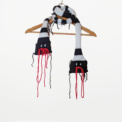 2 WAY SNAKE  – Narrow Scarf Black and White
