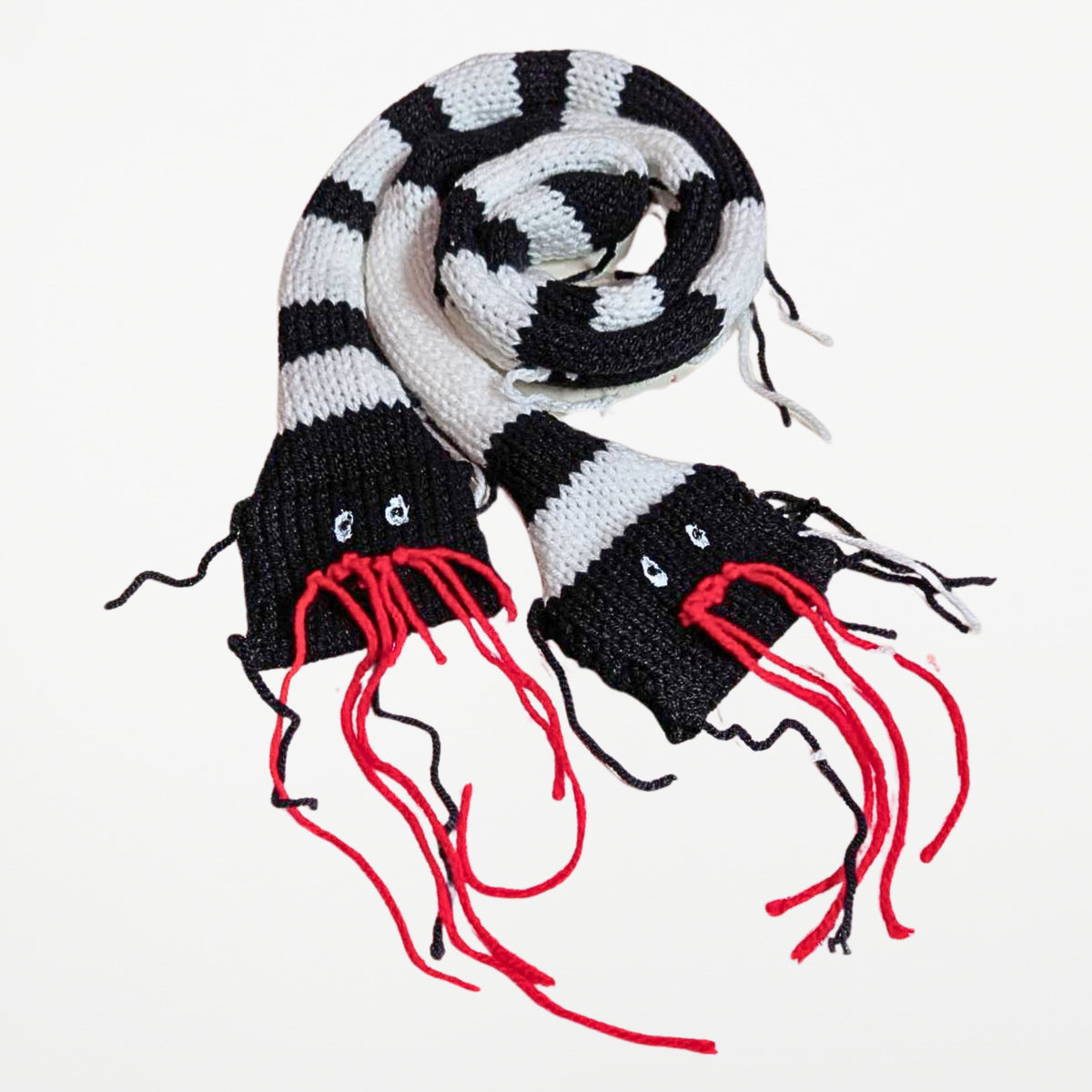 2 WAY SNAKE  – Narrow Scarf Black and White