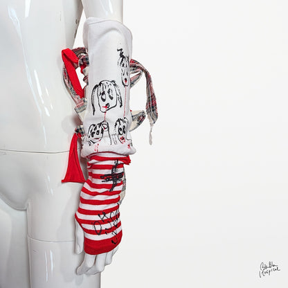 Hand-Painted Arm Cover – Red & White Stripe