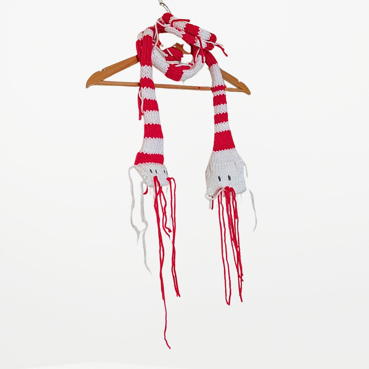2 WAY SNAKE  – Narrow Scarf  Red and White