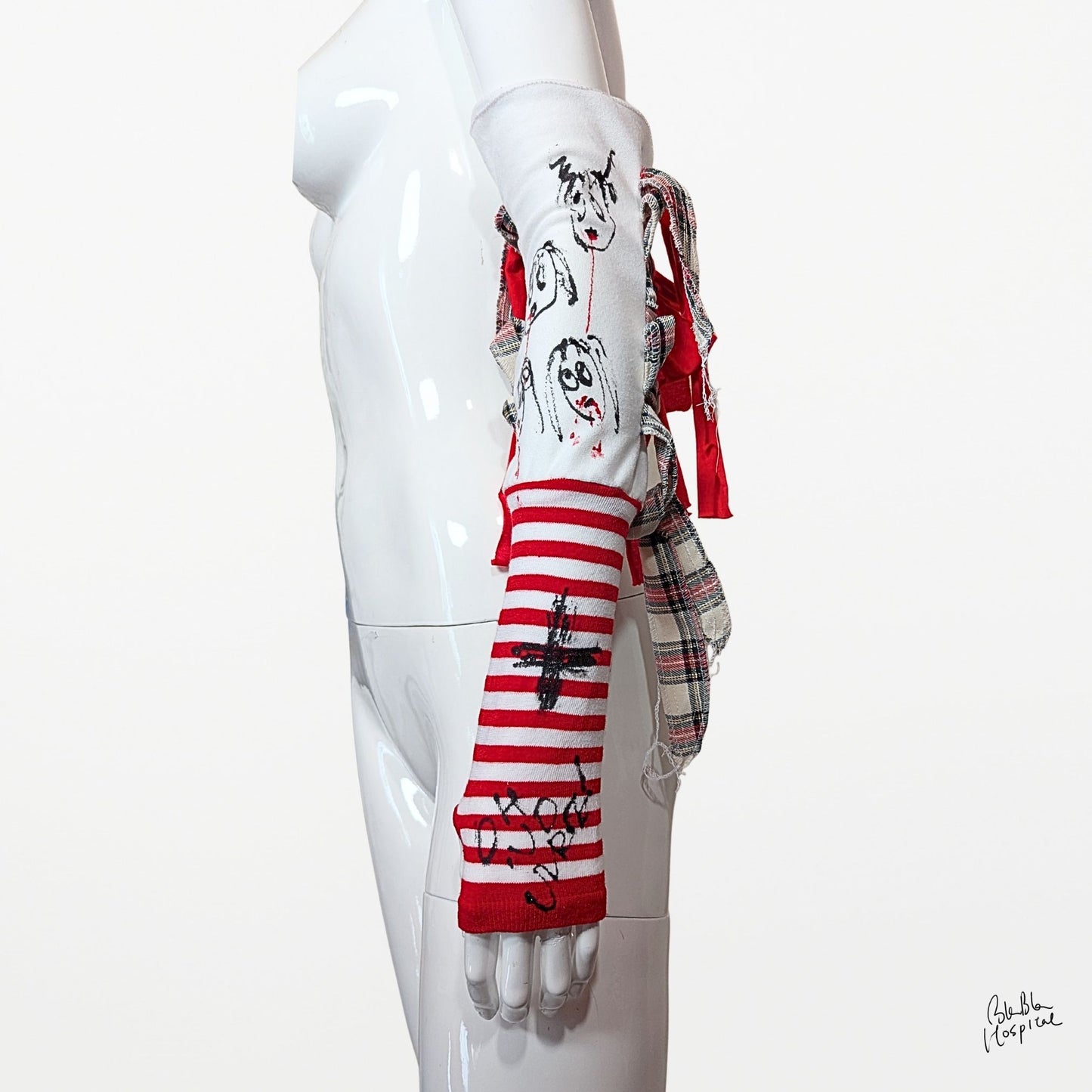 Hand-Painted Arm Cover – Red & White Stripe