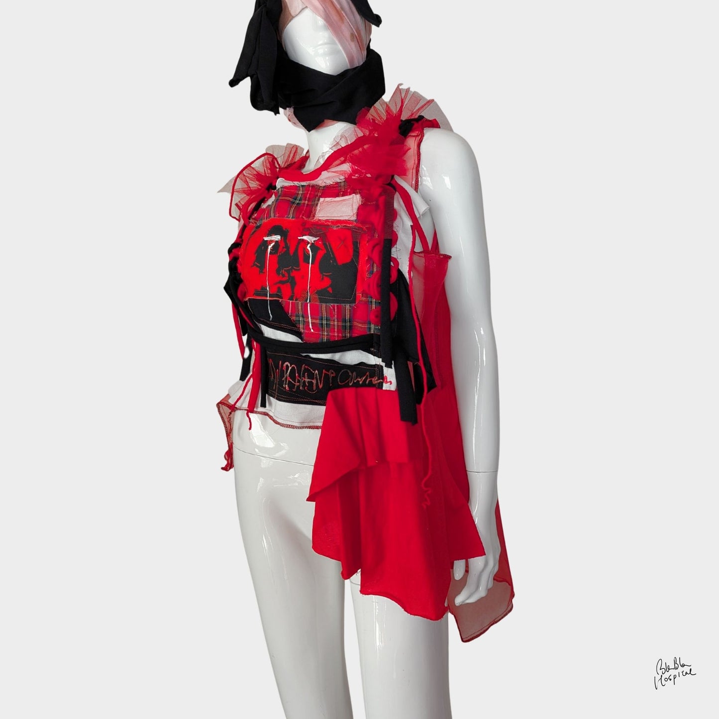 Red Air - No.01 | Red Sheer Organza Top  – Layering Piece