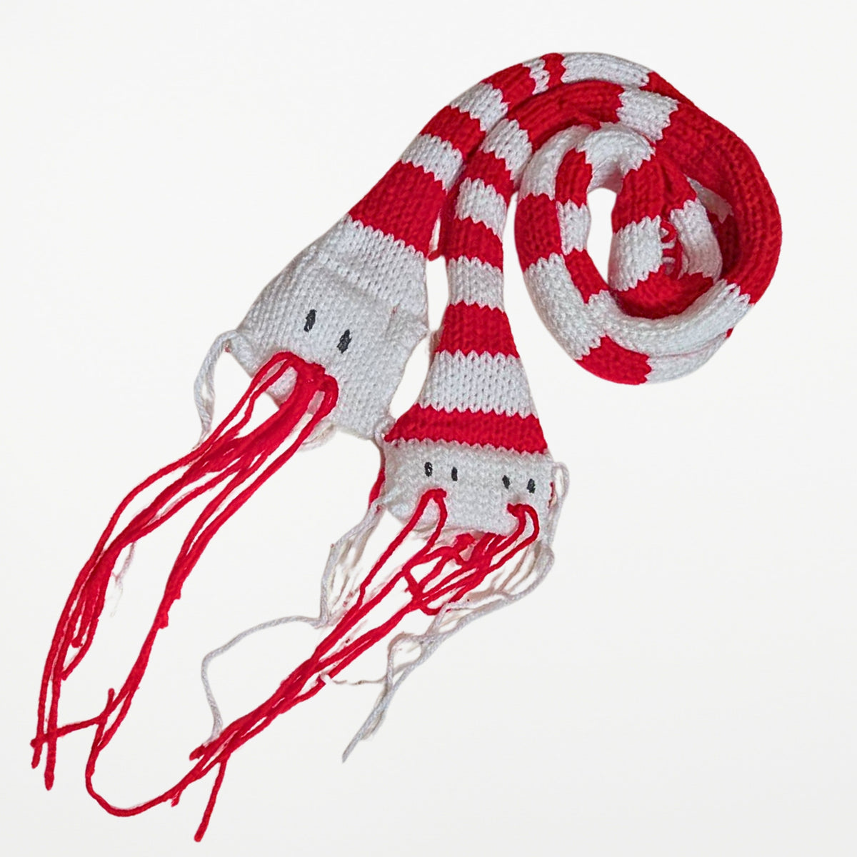 2 WAY SNAKE  – Narrow Scarf  Red and White