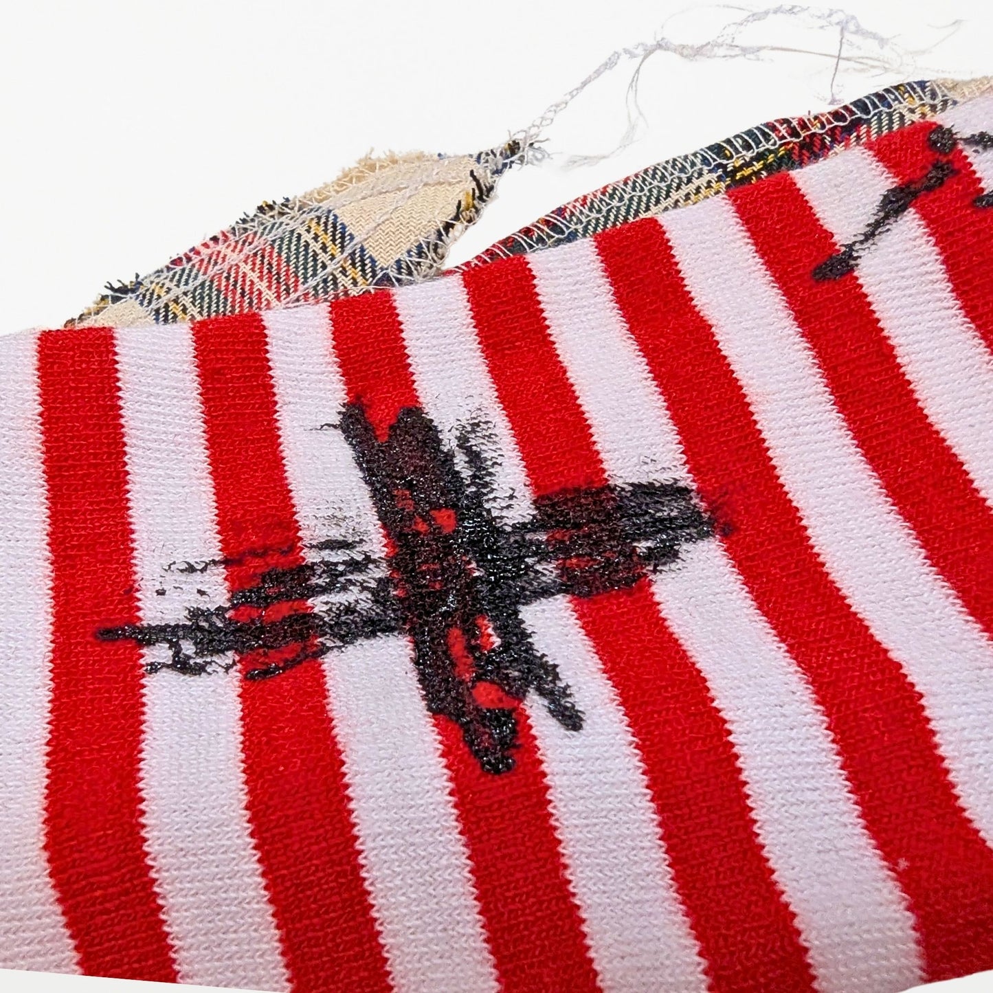 Hand-Painted Arm Cover – Red & White Stripe