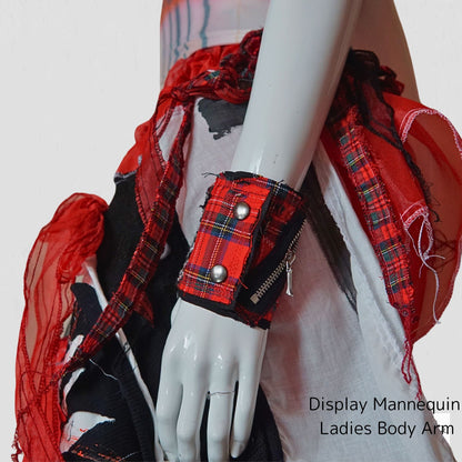 Tartan Check x Knit Patch Punk Bracelet The  Blabla-Patient Wristband  Collection -Wide