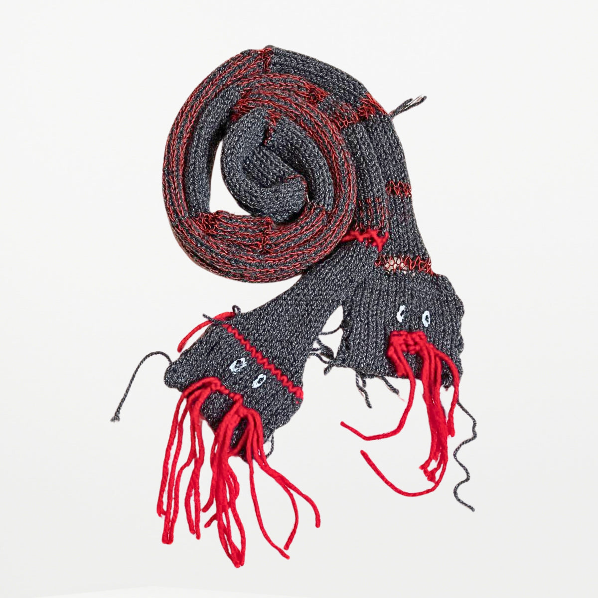 2 WAY SNAKE  – Narrow Scarf　Grey