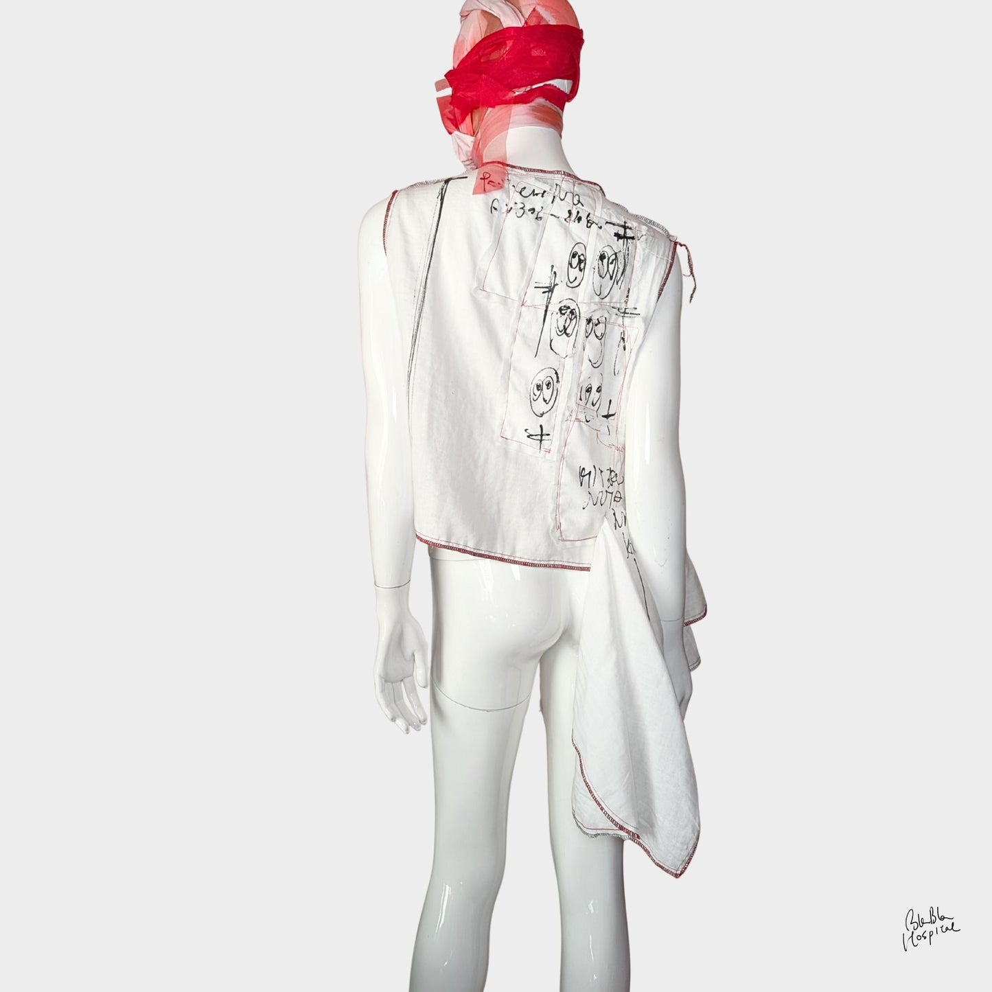 White Ward – No.01 | Asymmetrical Draped Double Gauze Sleeveless Top