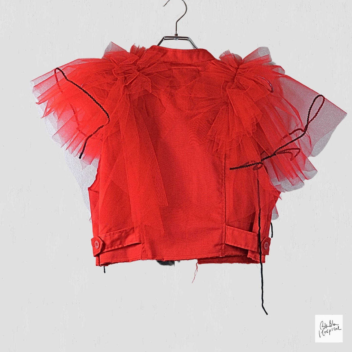 Red Sleeveless Top – Instinctive Tulle Ruffle