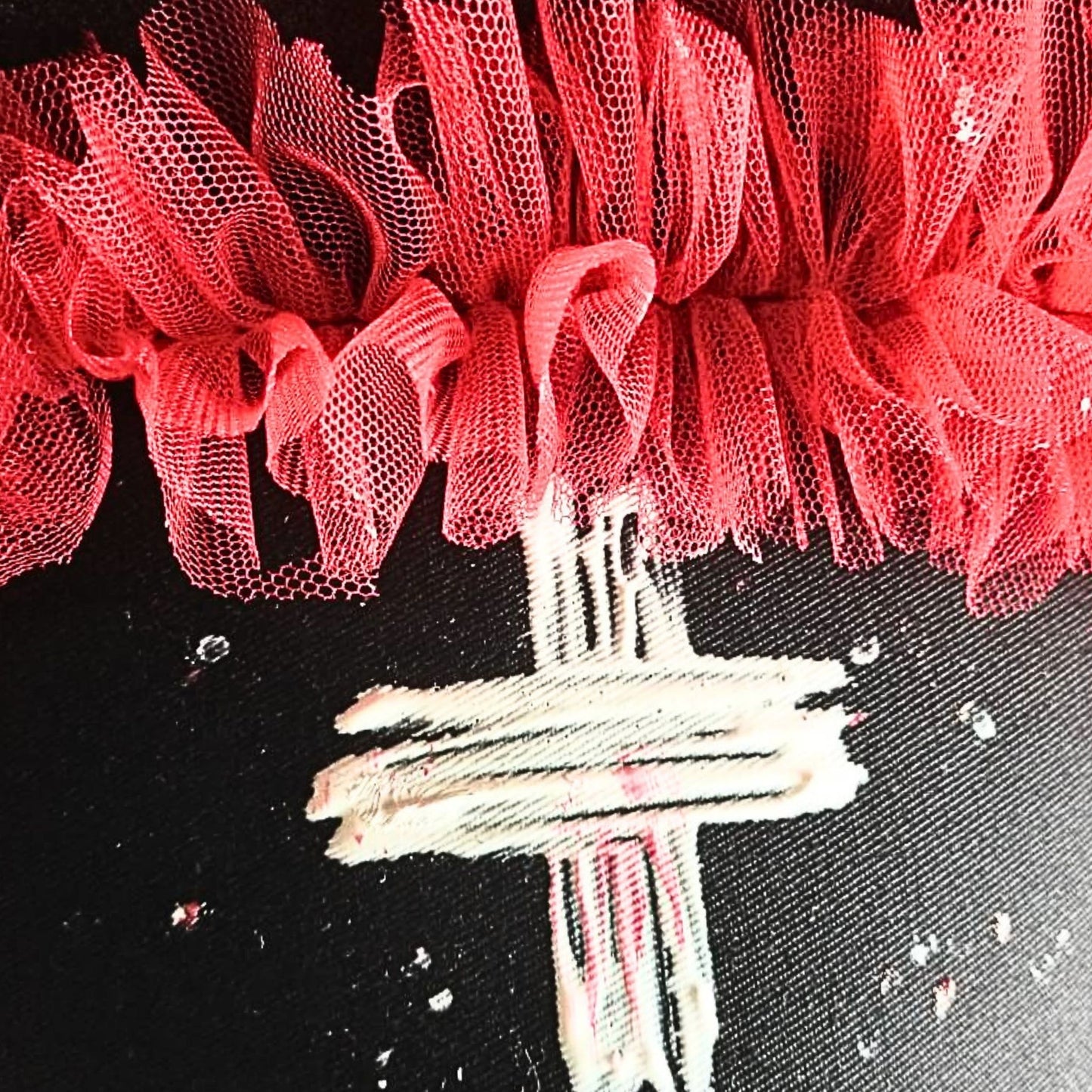 Red tulle frill – Black Nurse Cap