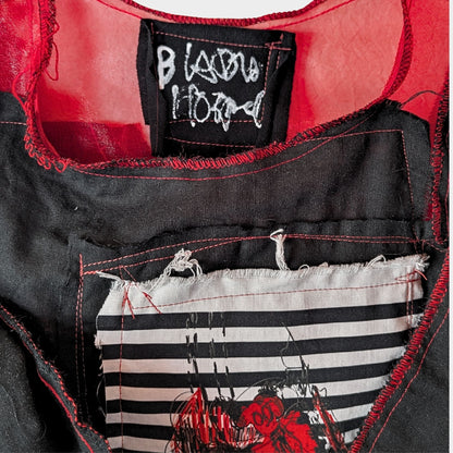 Red Air - No.03 |黒ガーゼ直感フリル オーガンジートップス –レイヤー重ね着用