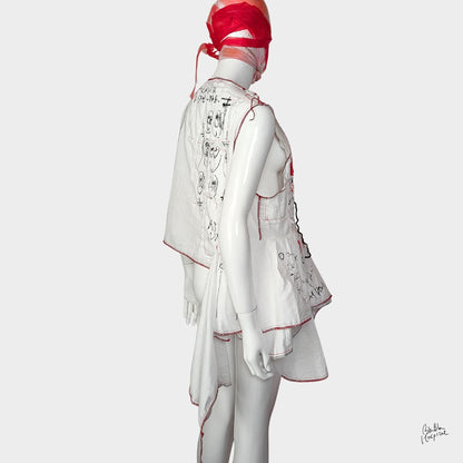 White Ward – No.01 | Asymmetrical Draped Double Gauze Sleeveless Top