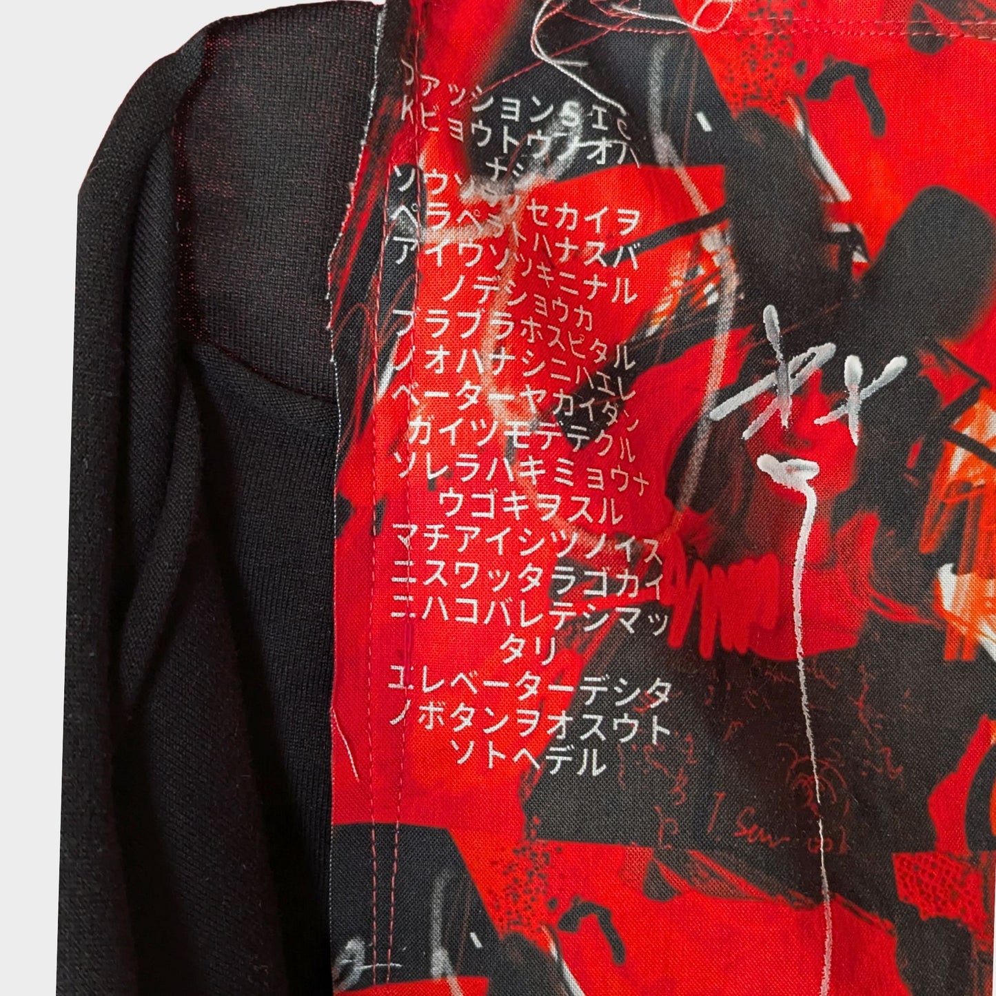 Red Air – No.02 | Sheer Organza Top with Art-Printed Patch – Layering Piece