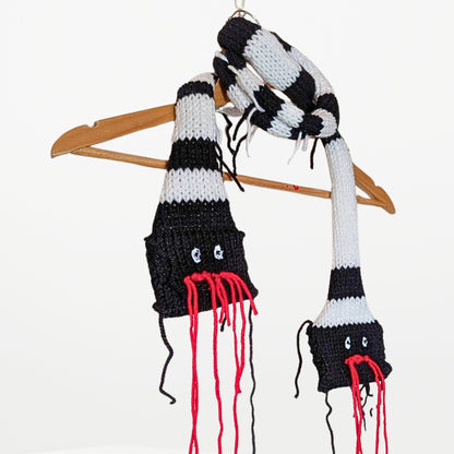 2 WAY SNAKE  – Narrow Scarf Black and White