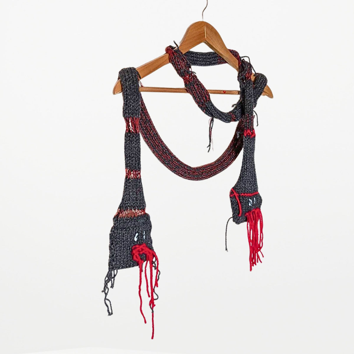 2 WAY SNAKE  – Narrow Scarf　Grey