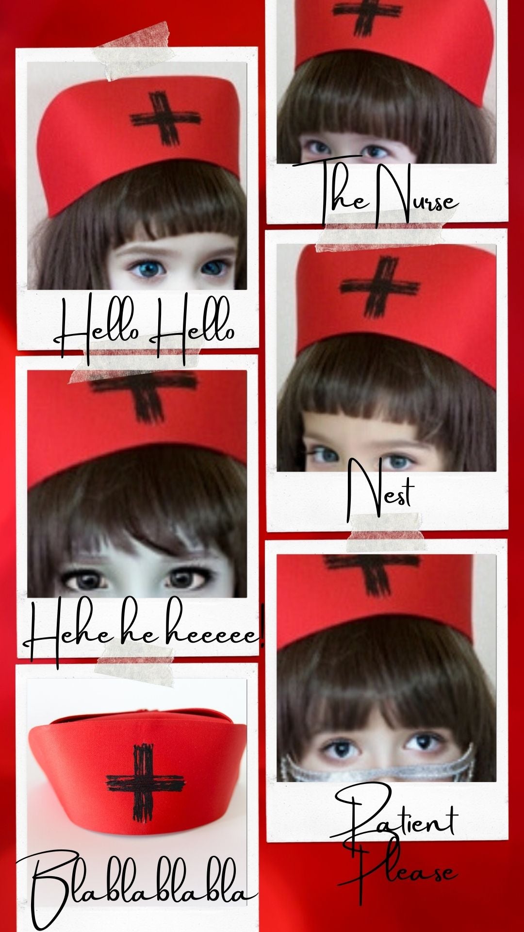 Black Cross Paint Gothic Red Nurse Cap Medical Fashion