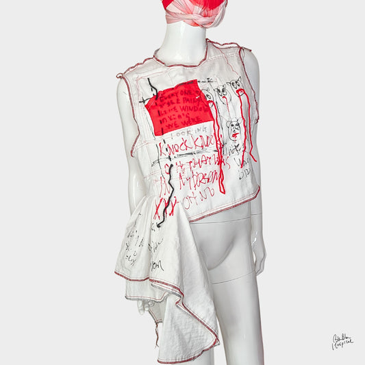 White Ward – No.01 | Asymmetrical Draped Double Gauze Sleeveless Top