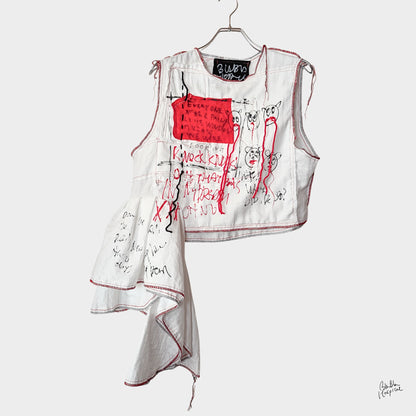 White Ward – No.01 | Asymmetrical Draped Double Gauze Sleeveless Top