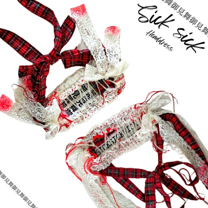 Blalita Lace x tartan design Headdress