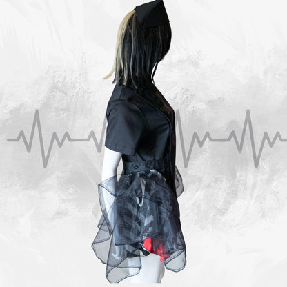 NEU! Schwarzes Gothic-Krankenschwesterkleid mit weißer Kreuzfarbe