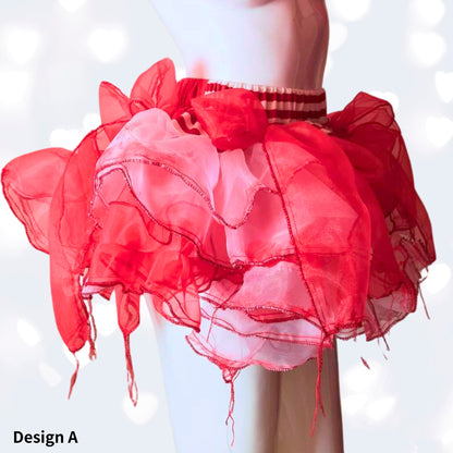 裾赤ペイントデザインシリーズ♡赤白シースルーミニスカート　