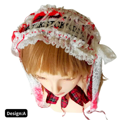 Blalita Lace x tartan design Headdress