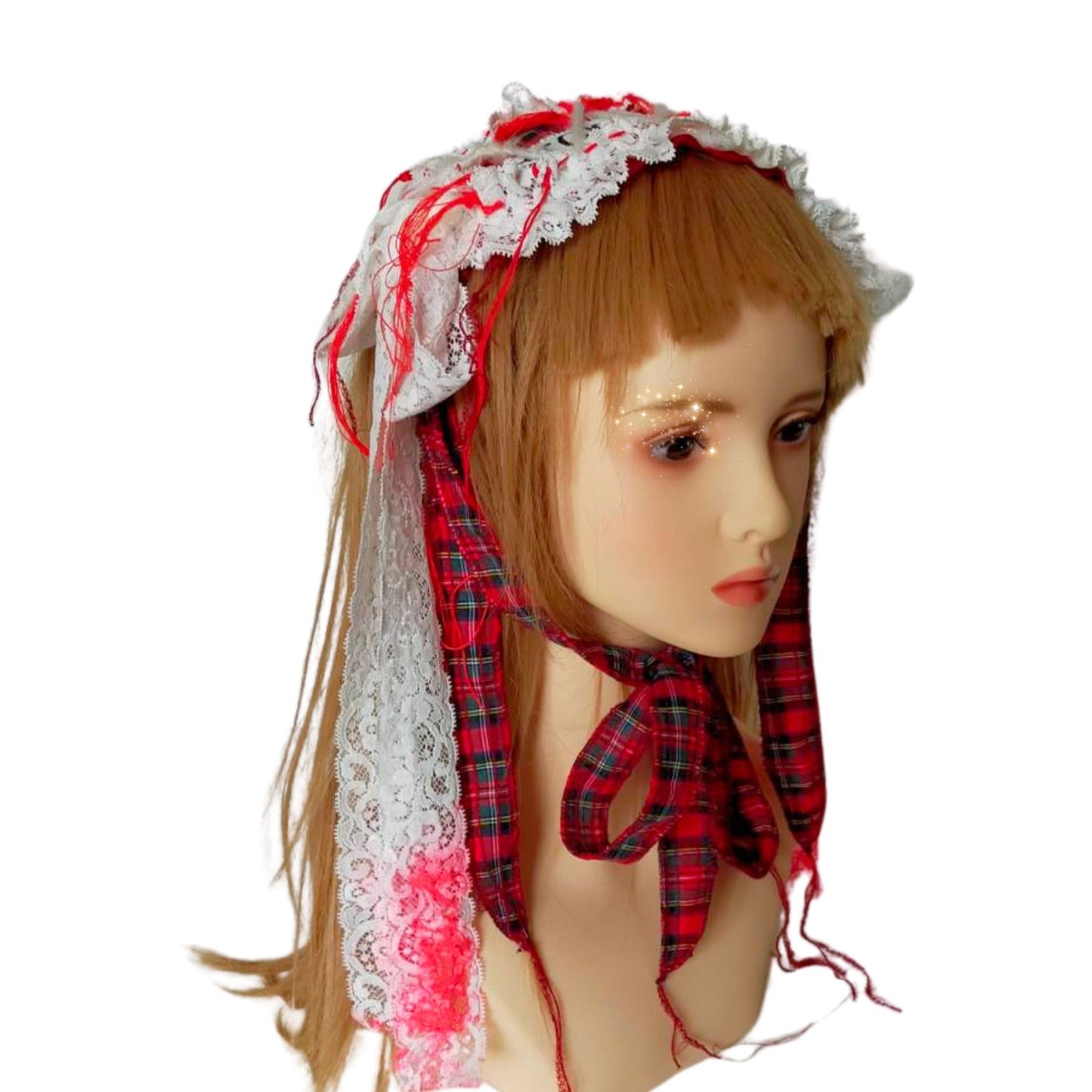 Blalita Lace x tartan design Headdress