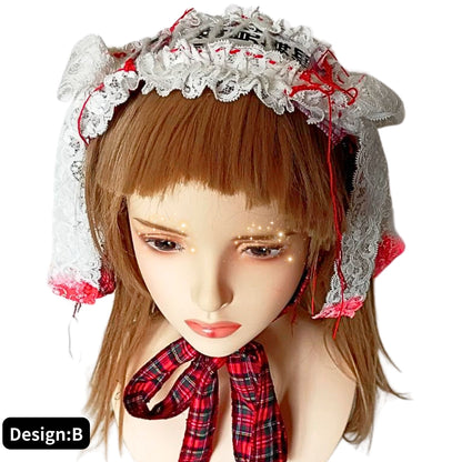 Blalita Lace x tartan design Headdress