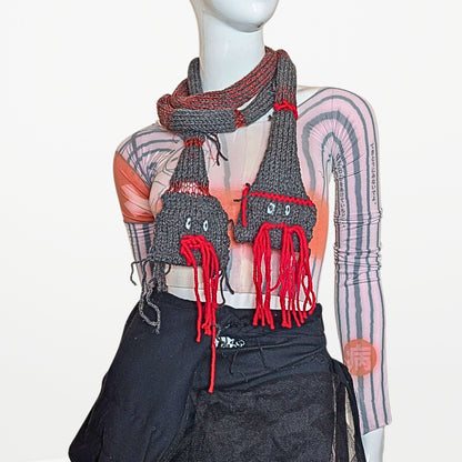 2 WAY SNAKE  – Narrow Scarf　Grey