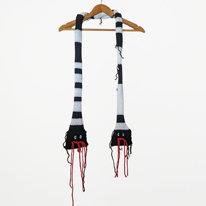 2 WAY SNAKE  – Narrow Scarf Black and White