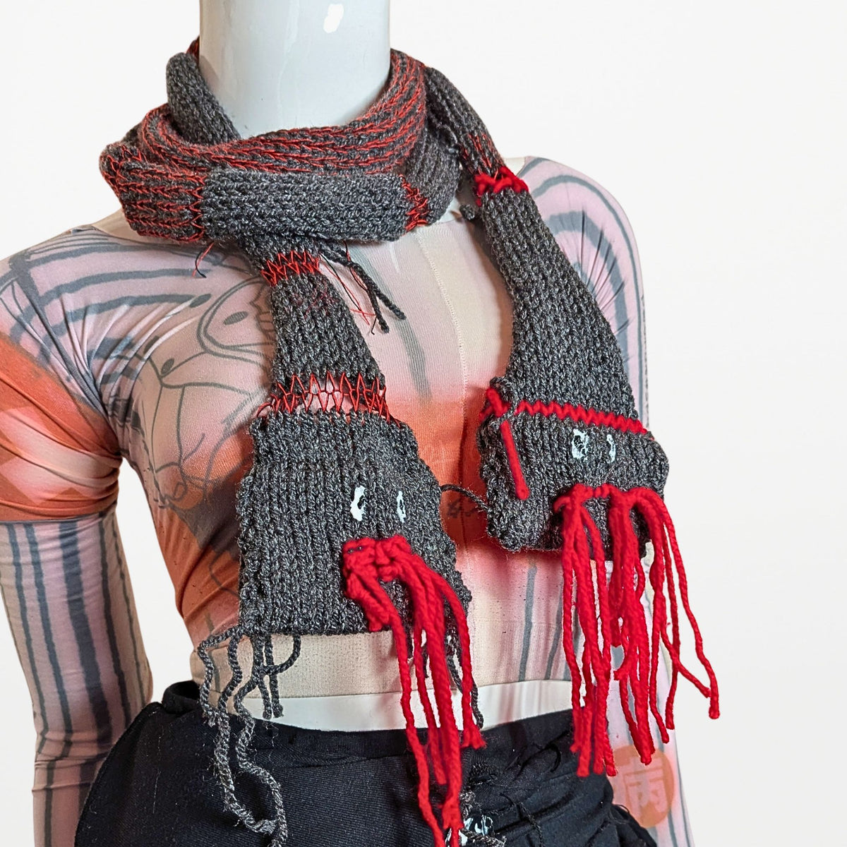 2 WAY SNAKE  – Narrow Scarf　Grey